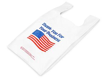 T-Shirt Bags - American Flag, 12 x 7 x 22", .5 Mil S-11543
