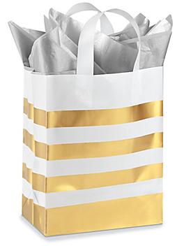 Printed Frosty Shoppers - 8 x 5 x 10", Cub, Gold Stripe S-11555GOLD