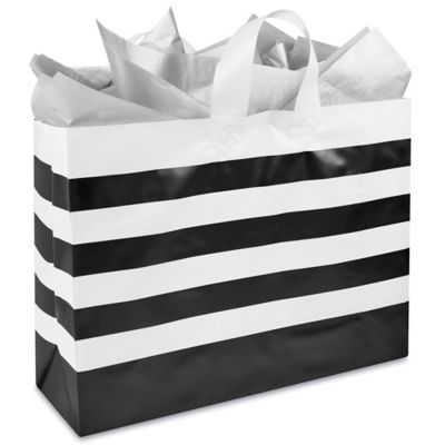 Printed Frosty Shoppers - 16 x 6 x 12", Vogue, Black Stripe S-11556BST