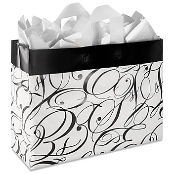 Printed Frosty Shoppers - 16 x 6 x 12", Vogue, Black Swirl S-11556BSW
