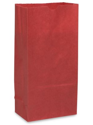 Colored Paper Lunch Bags - 6 x 4 x 13", #8, Red S-11568R
