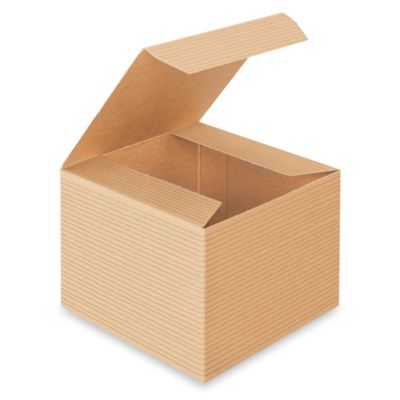 Gift Boxes - 4 x 4 x 3", Kraft Pinstripe S-11614