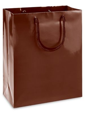 High Gloss Shopping Bags - 10 x 5 x 13", Debbie, Chocolate S-11621CHOC