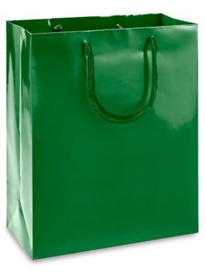 High Gloss Shopping Bags - 10 x 5 x 13", Debbie, Green S-11621G