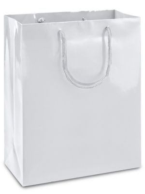 White Paper Shopping Bags - 10 x 5 x 13, Debbie