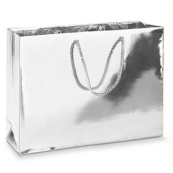 High Gloss Shopping Bags - 16 x 6 x 12", Vogue, Metallic Silver S-11622SIL