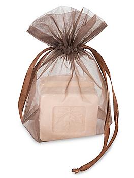 Organza Fabric Bags - 5 x 7", Chocolate S-11626CHOC