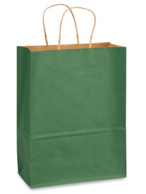 Kraft Tinted Color Shopping Bags - 10 x 5 x 13", Debbie, Green S-11636G