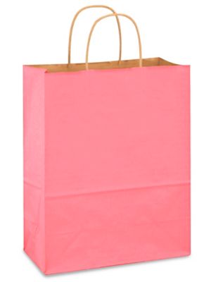 Kraft Tinted Color Shopping Bags - 10 x 5 x 13", Debbie, Pink S-11636PINK
