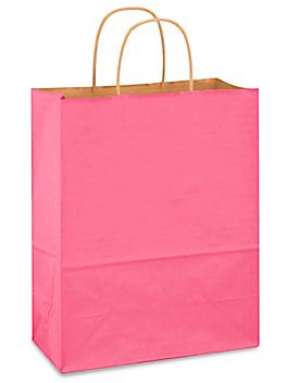 Kraft Tinted Color Shopping Bags - 10 x 5 x 13", Debbie, Pink S-11636PINK