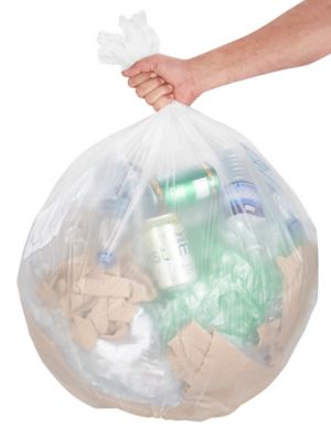 clear trash bags, 33 gallon, large