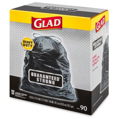 Glad Drawstring Trash Bags, 30 gal, 90/Box, Black