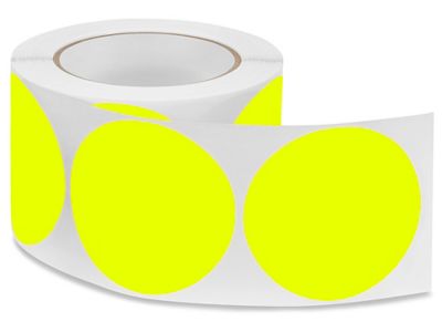 Blank Inventory Circle Labels - Fluorescent Yellow, 3 S-1177Y - Uline
