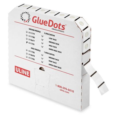 Glue Dots Glue Dot GD117 High Profile Super High Tack Glue Dot, 1/2  Diameter x 1/8 Thick (Case of 1000)