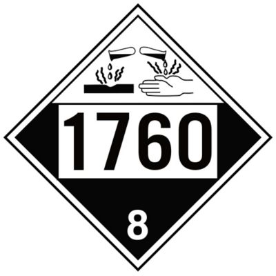 4-Digit D.O.T. Placard - UN 1760 Corrosive Liquid, Tagboard S