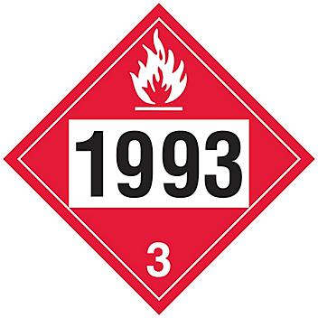 4-Digit D.O.T. Placard - UN 1993 Flammable Liquid, Tagboard S-11794T