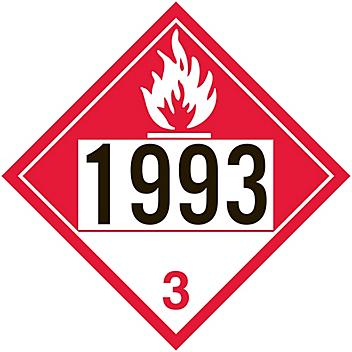 4-Digit D.O.T. Placard - UN 1993 Combustible Liquid, Tagboard S-11795T