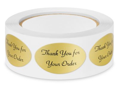 Retail Labels - "Thank You for Your Order", 1 1/4 x 2" Oval S-11803 - Uline