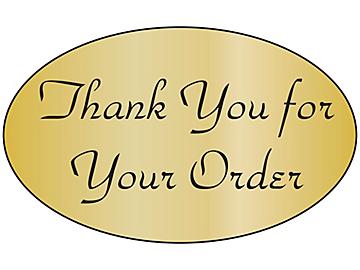 Étiquettes adhésives de commerce – « Thank You for Your Order », 1 1/4 x 2 po, ovale