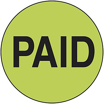 Retail Labels - "Paid", 1" Circle S-11806