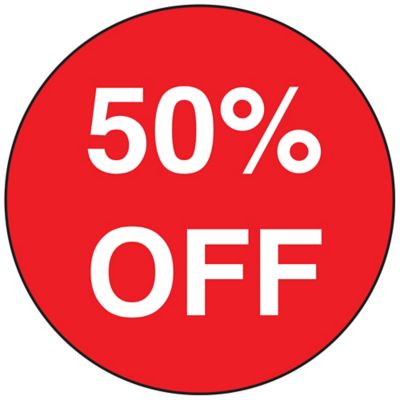 Retail Labels - "50% Off", 1" Circle