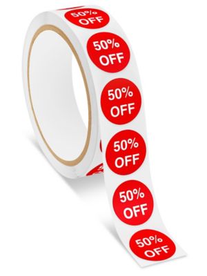 Retail Labels - "50% Off", 1" Circle S-11809