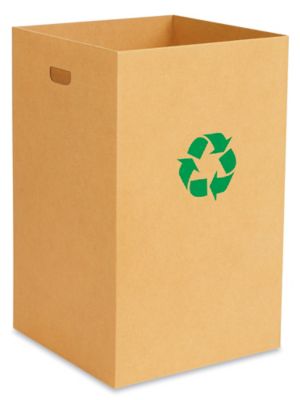 Corrugated Trash Can with Recycle Logo - 40 Gallon, Kraft S-11855K-R