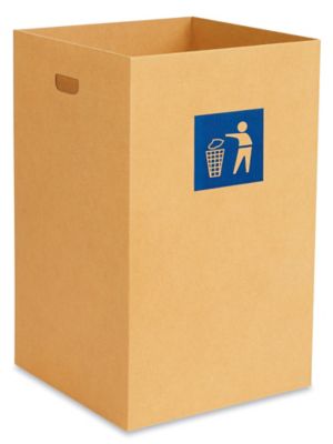 Corrugated Trash Can with Waste Logo - 40 Gallon, Kraft S-11855K-W