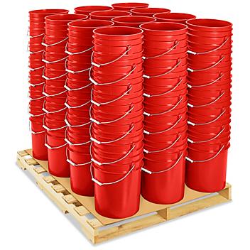 Plastic Pail Skid Lot - 6 Gallon, Red S-11862RS
