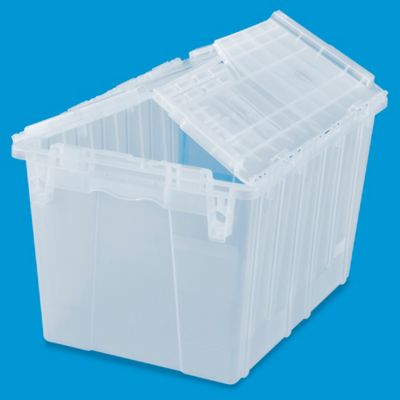 High Quality Moving Nestable Plastic Attached Lid Totes Box Manufacturer  and Supplier