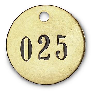 Metal Tags - Brass, 1 1/2" Circle, #001-100 S-11901