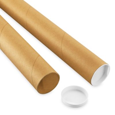 Kraft Mailing Tubes with Caps - 2 1/2x12