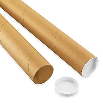 Kraft Mailing Tubes with End Caps - 2 1/2 x 15", .060" thick S-12003