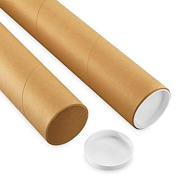 Kraft Mailing Tubes with End Caps - 3 x 28", .080" thick S-12038