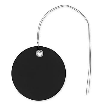 Plastic Tags - 2" Circle, Black, Pre-wired S-12329BL-PW