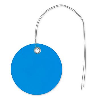 Plastic Tags - 2" Circle, Blue, Pre-wired S-12329BLUPW