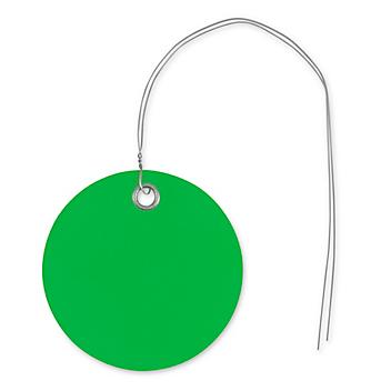 Plastic Tags - 2" Circle, Green, Pre-wired S-12329G-PW