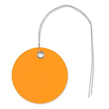 Plastic Tags - 2" Circle, Orange, Pre-wired S-12329O-PW