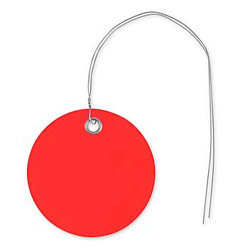 Plastic Tags - 2" Circle, Red, Pre-wired S-12329R-PW