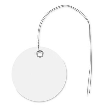 Plastic Tags - 2" Circle, White, Pre-wired S-12329W-PW