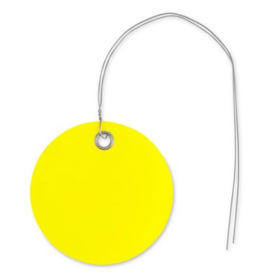 Plastic Tags - 2" Circle, Yellow, Pre-wired S-12329Y-PW