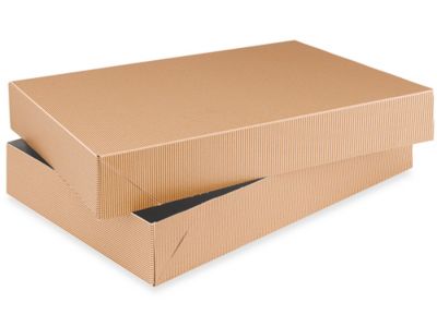 2-Piece Apparel Boxes - 19 x 12 x 3", Kraft Pinstripe S-12382