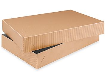 2-Piece Apparel Boxes - 19 x 12 x 3", Kraft Pinstripe S-12382