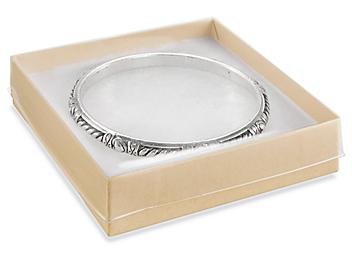 Clear Top Jewelry Boxes - 3 1/2 x 3 1/2 x 7/8", Kraft S-12392KRFT
