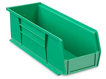 Plastic Stackable Bins - 15 x 5 1/2 x 5", Green S-12418G