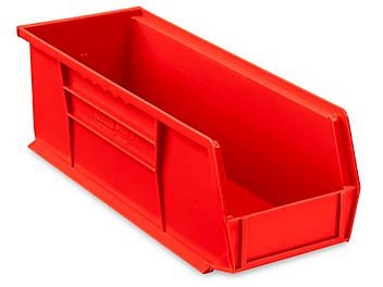 Plastic Stackable Bins - 15 x 5 1/2 x 5", Red S-12418R