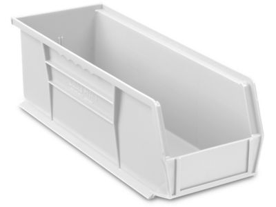 Plastic Stackable Bins - 15 x 5 1/2 x 5", White S-12418W