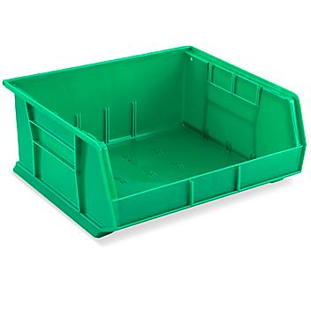 Plastic Stackable Bins - 15 x 16 1/2 x 7", Green S-12420G