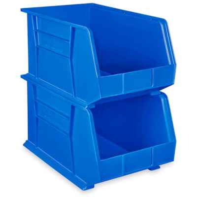 Wire Stackable Bin Organizer with 18 x 16 1/2 x 11 Clear Bins - ULINE - H-9883C