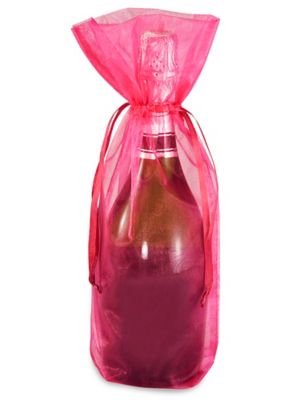 Organza Fabric Bags - 6 1/2 x 15", Hot Pink S-12429HP